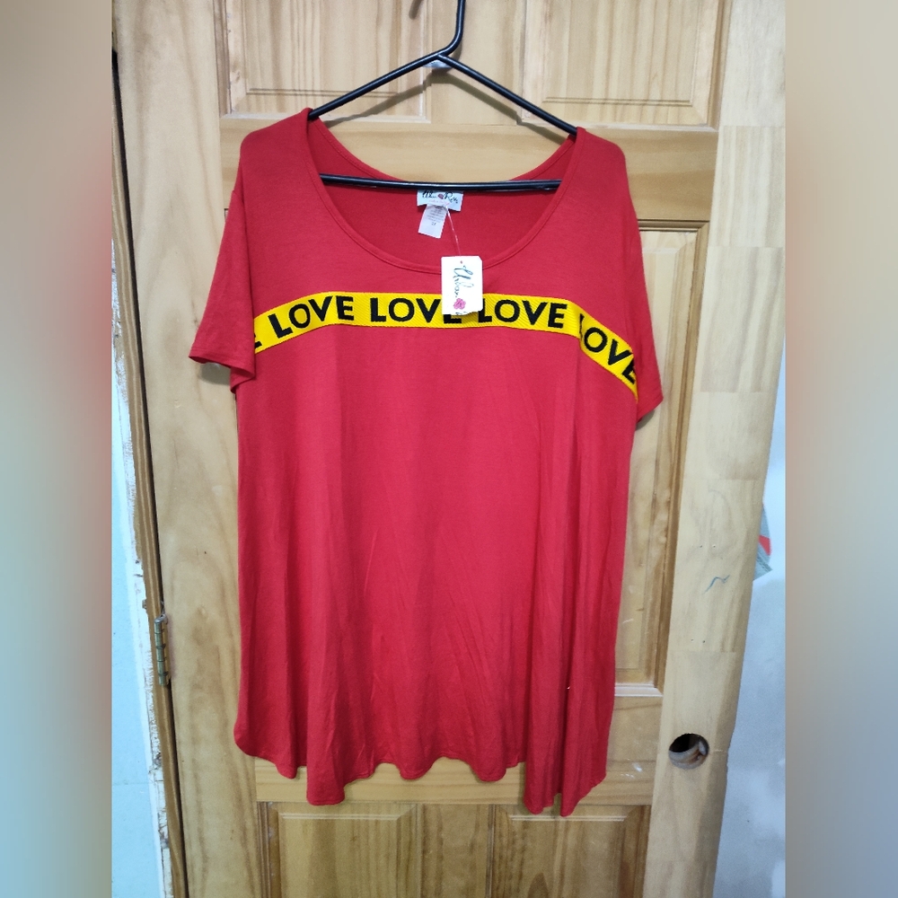 Brand New Red shirt with the word Love